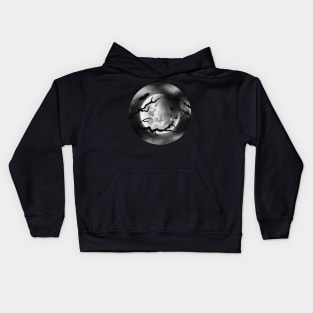 Spooky Full Moon with Bats and Branches Digital Illustration Kids Hoodie